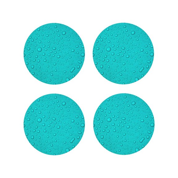 Rateoe water droplets Printed Drink Coasters Set of 4 Leather Coasters Spill Protection for Table Desk,Durable and Non Slip Leather Coaster ,4 Inches Drink Mats-Round Shape