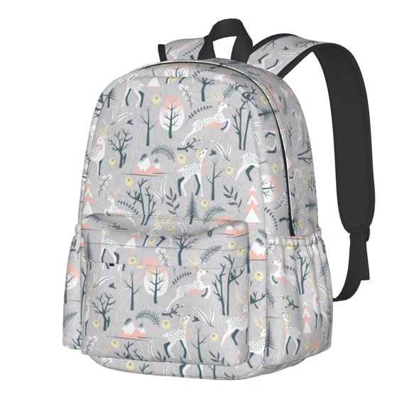 Rateoe white Moose winter tree Pattern Student Backpack,Backpack for School,Lightweight Bag,Travel Backpack,Outdoor Backpack,Large Capacity Backpack