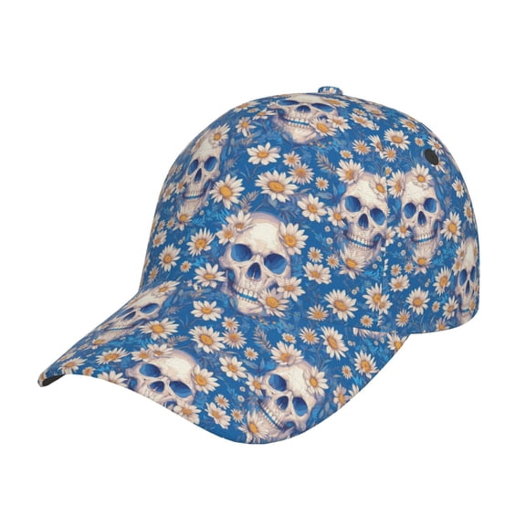 Rateoe white Skull daisy in water Pattern Men’s Baseball Cap – Adjustable Curved Brim Hat, Soft Cotton Sports Cap for Outdoor, Casual, and Everyday Wear, Comfortable & Breathable