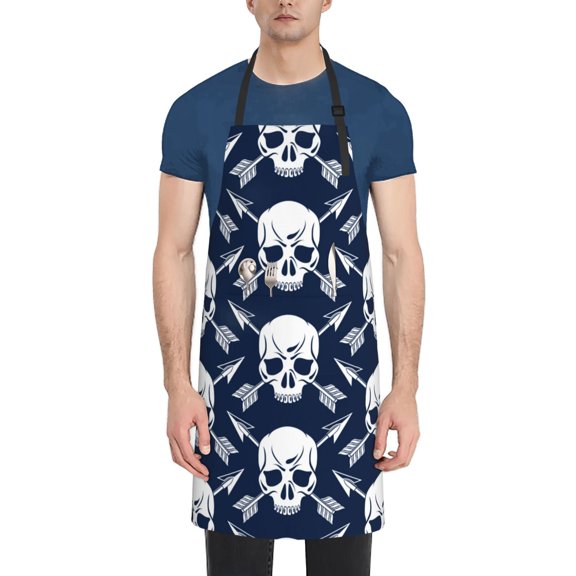 Rateoe white arrow Skull Aprons with Pocket,Men Womens Aprons Waterproof Adjustable Cooking Aprons for Kitchen Gardening and Salon