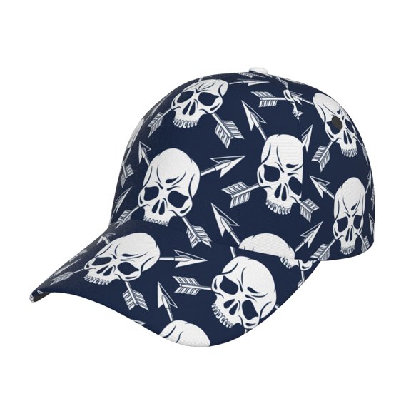 Rateoe white arrow Skull Pattern Baseball Cap Outdoor Cap Mountain Dad Hat - Unstructured Soft Cotton Cap-Adjustable UV Protection Cap