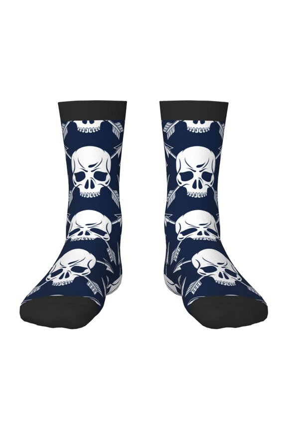 white arrow Skull Pattern Children's Socks, Socks Gifts ,kids Crew Soft Cotton Socks , Moisture-Wicking, Durable, Ideal for Daily Wear & Sports