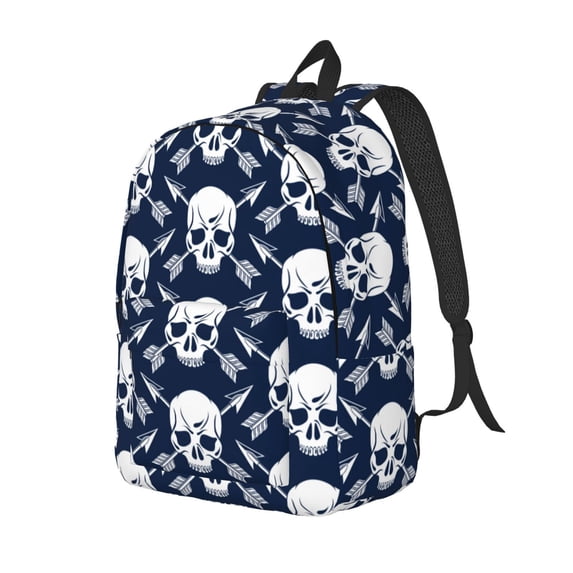 Rateoe white arrow Skull Pattern Durable Canvas Backpack for Men & Women – Stylish & Lightweight – Adjustable Straps, Multiple Pockets – Fits 15-17 Inch LaptopsSmall