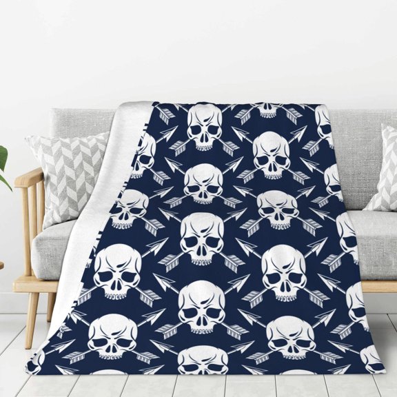 Rateoe white arrow Skull Pattern Flannel Throw Blanket, Ultra-soft Blanket for Bed, Couch, Car, Hypoallergenic Anti-pilling blanket-40"x30"(Vertical)