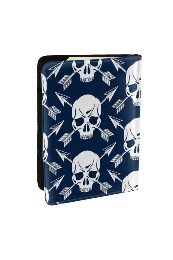 white arrow Skull Pattern Passport Holder Wallet Leather Mulit-purpose Travel Wallet Credit Cards Case ,Passport Cover for Women Men-6.5 in