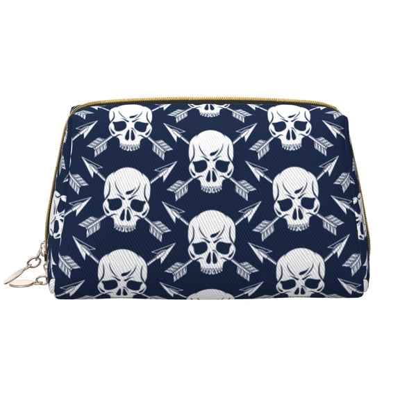 Rateoe white arrow Skull for Travel Makeup Bag,Large Capacity Cosmetic Bags for Women,Waterproof Portable Pouch Open Flat Toiletry Bag Make up Organizer