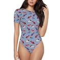 thumbnail image 1 of Rateoe winter Dachshund Printed Women Rash Guard Short Sleeve,Tummy control Swimsuit Surfing Swimsuit Bathing Suit Short-sleeved Onesie UPF 50+ -Large, 1 of 7