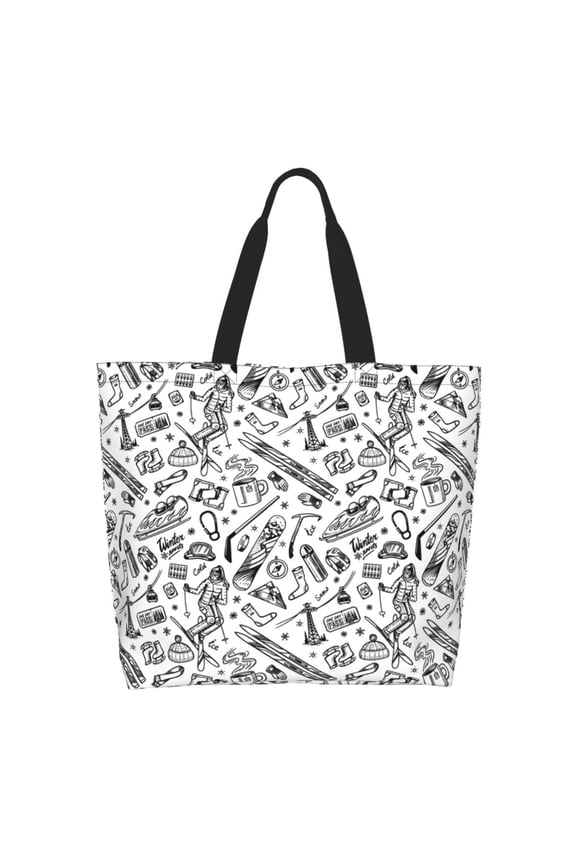 winter Ski Element Tote Bag - Waterproof Lightweight Handbags Travel Shoulder Bag for Hiking Yoga Gym Swimming Travel Beach