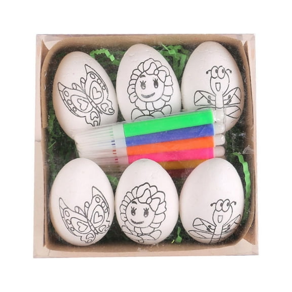 Ratfeit 12 Pcs Easter Egg Decorating DIY Kit with Easter Eggs and Color Pens, Coloring Dyeing Set for Kids Easter Theme Party, Egg Hunt Creativity Activity