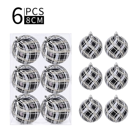 Ratfeit 6 Pieces Buffalo Balls Bowl Filler Buffalo Check Ball Plaid Ball Ornaments Christmas Decor Fabric Wrapped Balls Xmas Holiday Gingham Bowl for Home Decoration (Black and White)