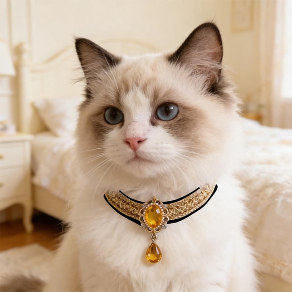 Ratfeit Arabian Style Pet Costume Set, Headwrap Matched With Rhinestone Necklace, Cosplay Outfit, Photo Props for Cats and Dogs Themed Shooting