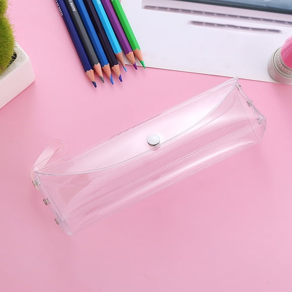 Ratfeit Clear Pvc Pencil Case Large Capacity Transparent Pen Bag Box - Waterproof Snap Button Closure Stationery Organizer For Office Home Travel 7.28X2.16X1.57In