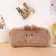 Ratfeit Cute Pencil Case Cute And Confused High-value Girl Stationery Boxbear Large-capacity Pencil Bag Plush Pencil Bag