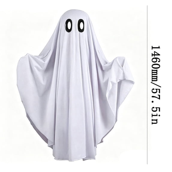 Ratfeit Halloween Ghost Cape Costume for Adults, White Sheet Robe With Eye Holes for Men & Women Horror Theme Party