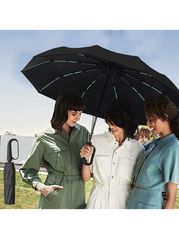 Large Ring Buckle Umbrella, Windproof Automatic Open Close, 27 Inch 2-3 Person Travel Umbrella, Sturdy 10 Ribs & Sun Protection, 1 Pack
