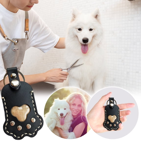 Ratfeit Leather Dog Paw Keychain Pet Hair Keepsake Keyring, Cute Storage Pendant For Fur Clippings, Memorial Collection For Bag Purse, Gift For Dog Cat Lovers, Home Travel