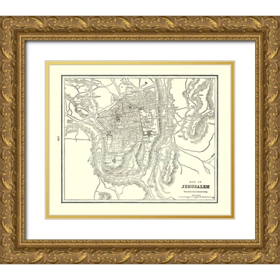 Rathbun 14x12 Gold Ornate Wood Framed with Double Matting Museum Art Print Titled - Jerusalem Israel - Rathbun 1893