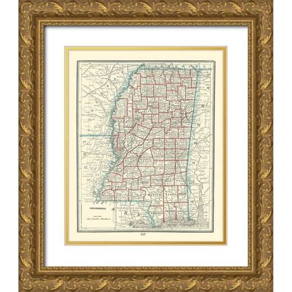 Rathbun 15x18 Gold Ornate Wood Framed with Double Matting Museum Art Print Titled - Mississippi - Rathbun 1893