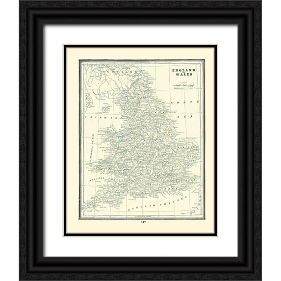 Rathbun 20x24 Black Ornate Wood Framed with Double Matting Museum Art Print Titled - Great Britain England Wales - Rathbun 1893
