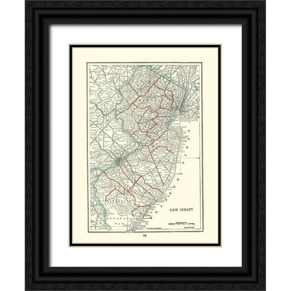 Rathbun 25x32 Black Ornate Wood Framed with Double Matting Museum Art Print Titled - New Jersey - Rathbun 1893