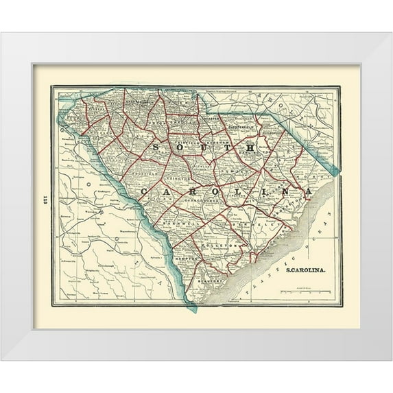 Rathbun 31x26 White Modern Wood Framed Museum Art Print Titled - South Carolina - Rathbun 1893