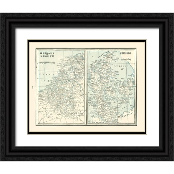 Rathbun 32x26 Black Ornate Wood Framed with Double Matting Museum Art Print Titled - Europe Holland Belgium Denmark - Rathbun 1893