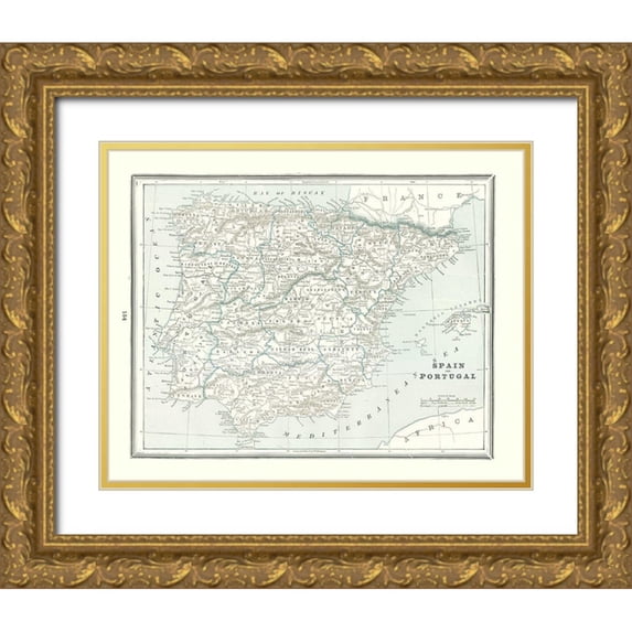 Rathbun 32x26 Gold Ornate Wood Framed with Double Matting Museum Art Print Titled - Spain Portugal - Rathbun 1893