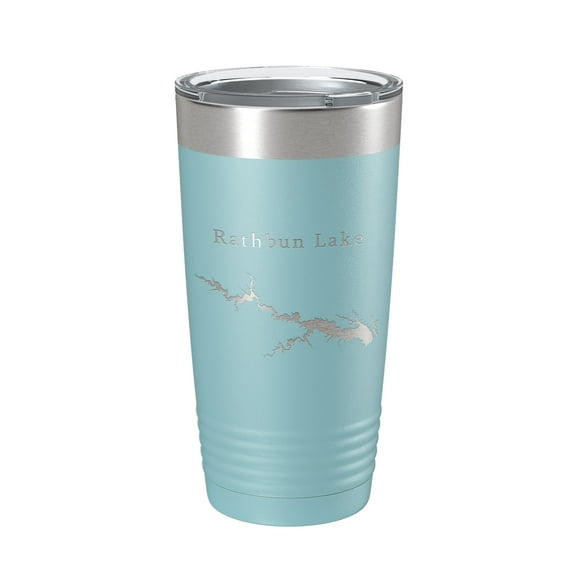 Rathbun Lake Map Tumbler Travel Mug Insulated Laser Engraved Coffee Cup Iowa 20 oz Light Blue