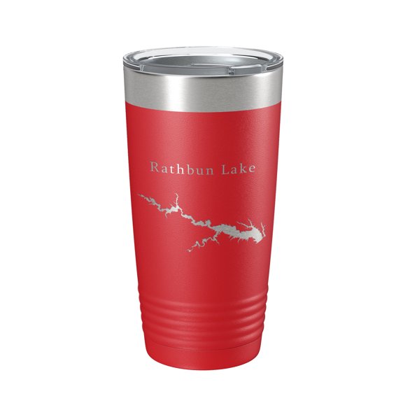 Rathbun Lake Map Tumbler Travel Mug Insulated Laser Engraved Coffee Cup Iowa 20 oz Red