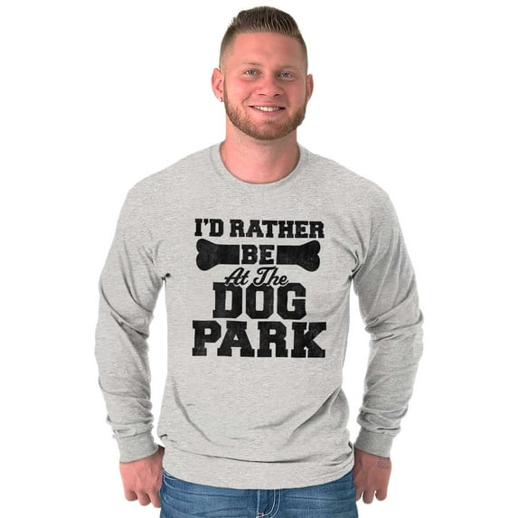 Rather Be Dog Park Pet Puppy Owner Plus Size Long Sleeve Graphic Tee Shirt Brisco Brands 2X