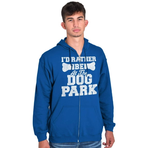 Rather Be Dog Park Pet Puppy Owner Unisex Fleece Graphic Zip Up Hoodie Brisco Brands 4X