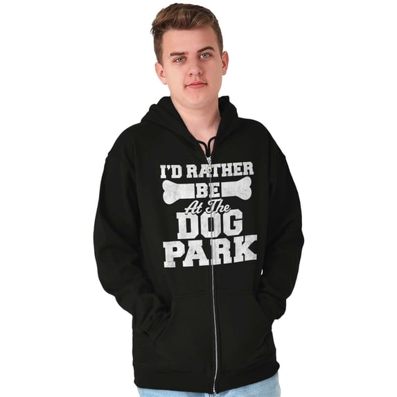 Rather Be Dog Park Pet Puppy Owner Unisex Fleece Graphic Zip Up Hoodie Brisco Brands 5X