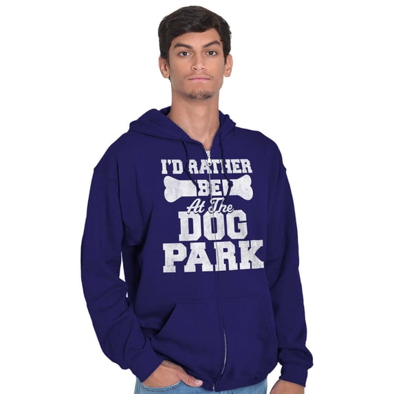 Rather Be Dog Park Pet Puppy Owner Zip Up Hoodie Men's Women's Brisco Brands X