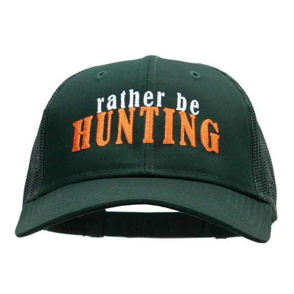 Rather Be Hunting Embroidered Low Profile Mesh Snapback - Dk Green OSFM