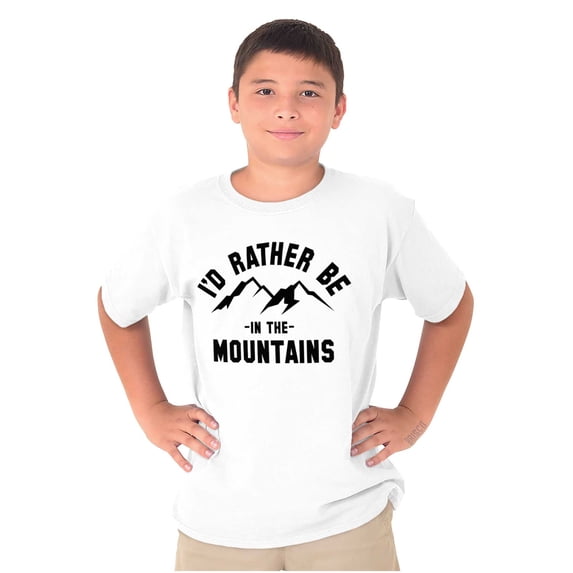 Rather Be In Mountains Hiking Life Crewneck T Shirts Boy Girl Teen Brisco Brands S