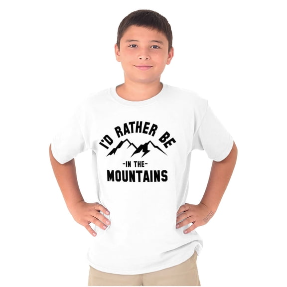 Rather Be In Mountains Hiking Life Crewneck T Shirts Boy Girl Teen Brisco Brands X