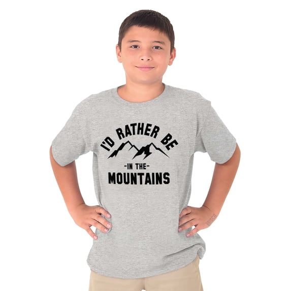Rather Be In Mountains Hiking Life Crewneck T Shirts Boy Girl Teen Brisco Brands X