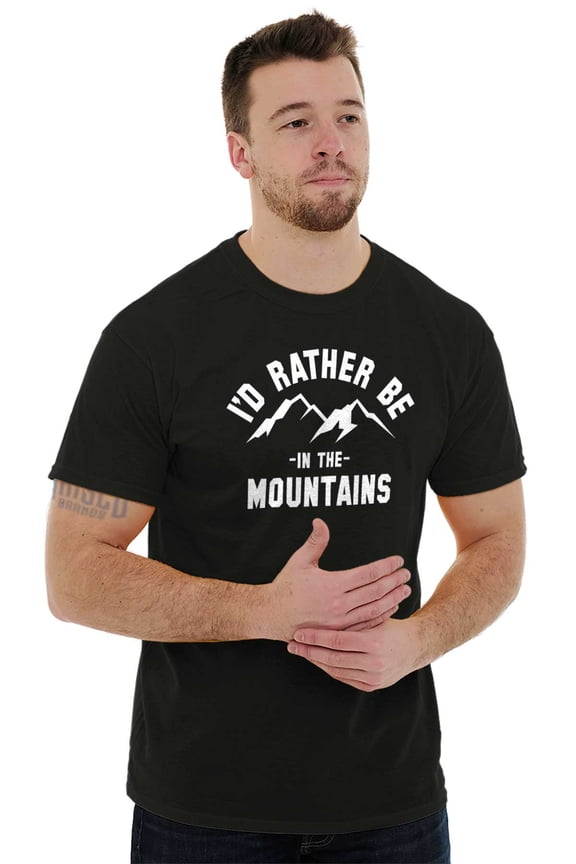 Rather Be In Mountains Hiking Life Men's Graphic T Shirt Tees Brisco Brands L