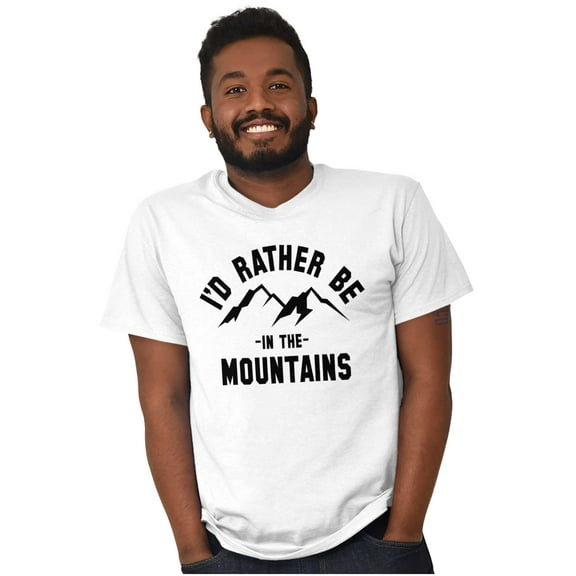 Rather Be In Mountains Hiking Life Men's Graphic T Shirt Tees Brisco Brands L