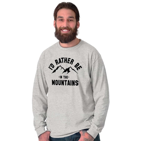 Rather Be In Mountains Hiking Life Plus Size Long Sleeve Graphic Tee Shirt Brisco Brands 3X
