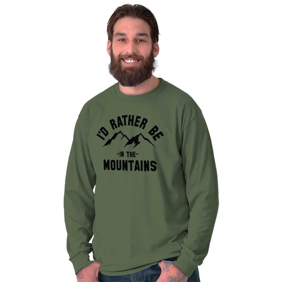 Rather Be In Mountains Hiking Life Plus Size Long Sleeve Graphic Tee Shirt Brisco Brands 2X