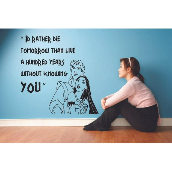 I'd Rather Die Mulan Quote Disney Cartoon Quotes Wall Sticker Art Decal for Girls Boys Room Bedroom Nursery Kindergarten House Fun Home Decor Stickers Wall Art Vinyl Decoration Size (20x20 inch)