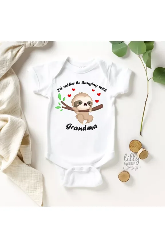 I'D Rather Be Hanging With Grandma Sloth Baby Bodysuit, New Baby Gift, Newborn Cute Baby Onesie, Baby Bodysuit Lat 4424 Cute Baby Onesie, BABY BODYSUIT LAT 4424