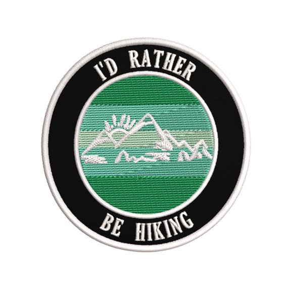 I'd Rather Be Hiking Mountains Embroidered DIY Iron on or Sew-on Decorative Patch Badge Emblem Appliques Adventure Wildlife Vacation Travel Tourist Souvenir Series