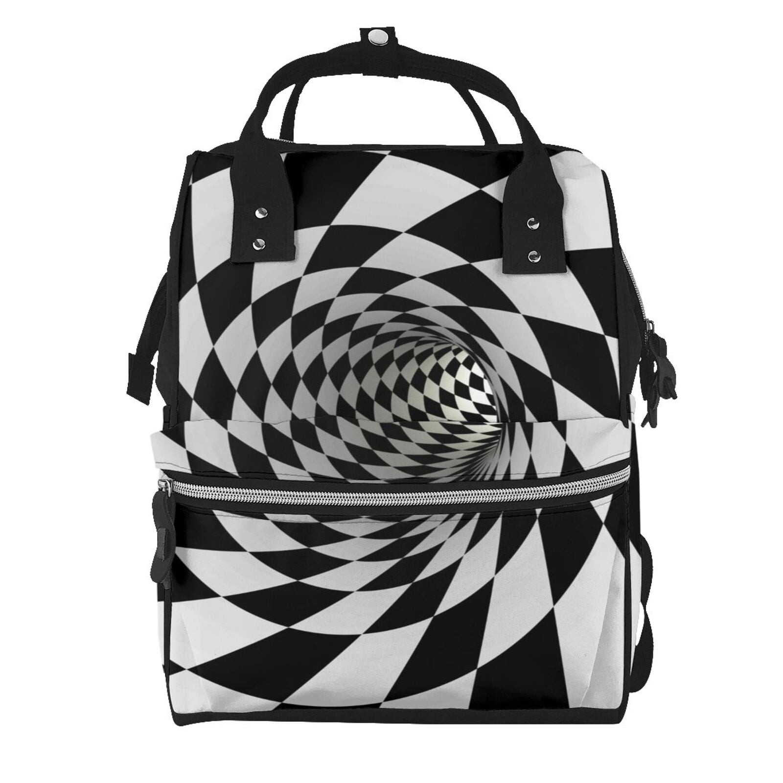 Ratiio 3D Vortex Illusion Mummy Backpack - Waterproof Twill Canvas, Large Capacity Diaper Bag with Multiple Pockets and Adjustable Straps
