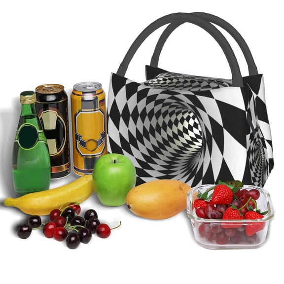 Ratiio 3D Vortex Illusion Pattern Portable Insulation Lunch Bag, Insulated Food Delivery Bag, Meal Grocery Tote Insulation Bag Large Capacity Reusable Warming Bag