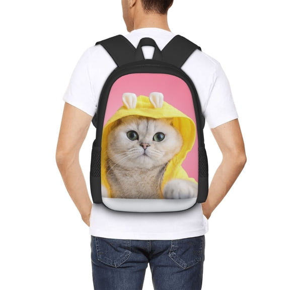 Ratiio A Funny Cat Backpack for Men and Women - Durable 600D Oxford Cloth -Large Capacity, Water-Resistant School, Travel, and Hiking Bag