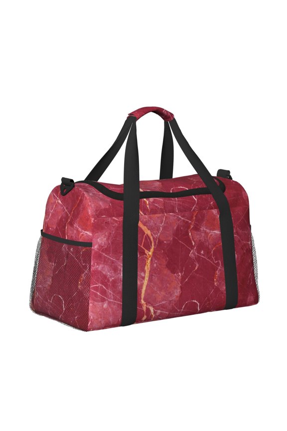 Abstract Red Marble Pattern Hand Travel Bag, Weekender Carry On for Women Men, Sports Gym Bag, Workout Duffel Bag, Overnight Shoulder Bag fit 15.6 Inch Laptop