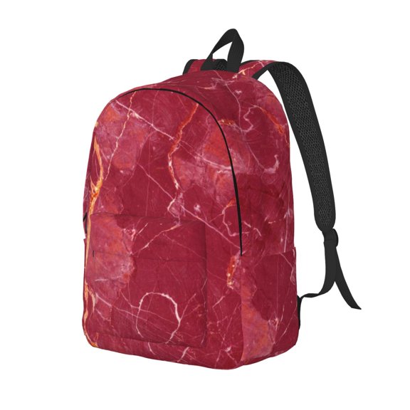 Ratiio Abstract Red Marble Print Canvas Backpack for Women & Men Retro Aesthetic Rucksack Basic Backpack for High School/College Students Travel Laptop Bag