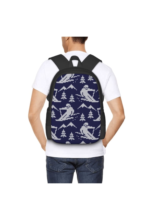 Abstract Skiing Backpack for Men and Women - Durable 600D Oxford Cloth -Large Capacity, Water-Resistant School, Travel, and Hiking Bag